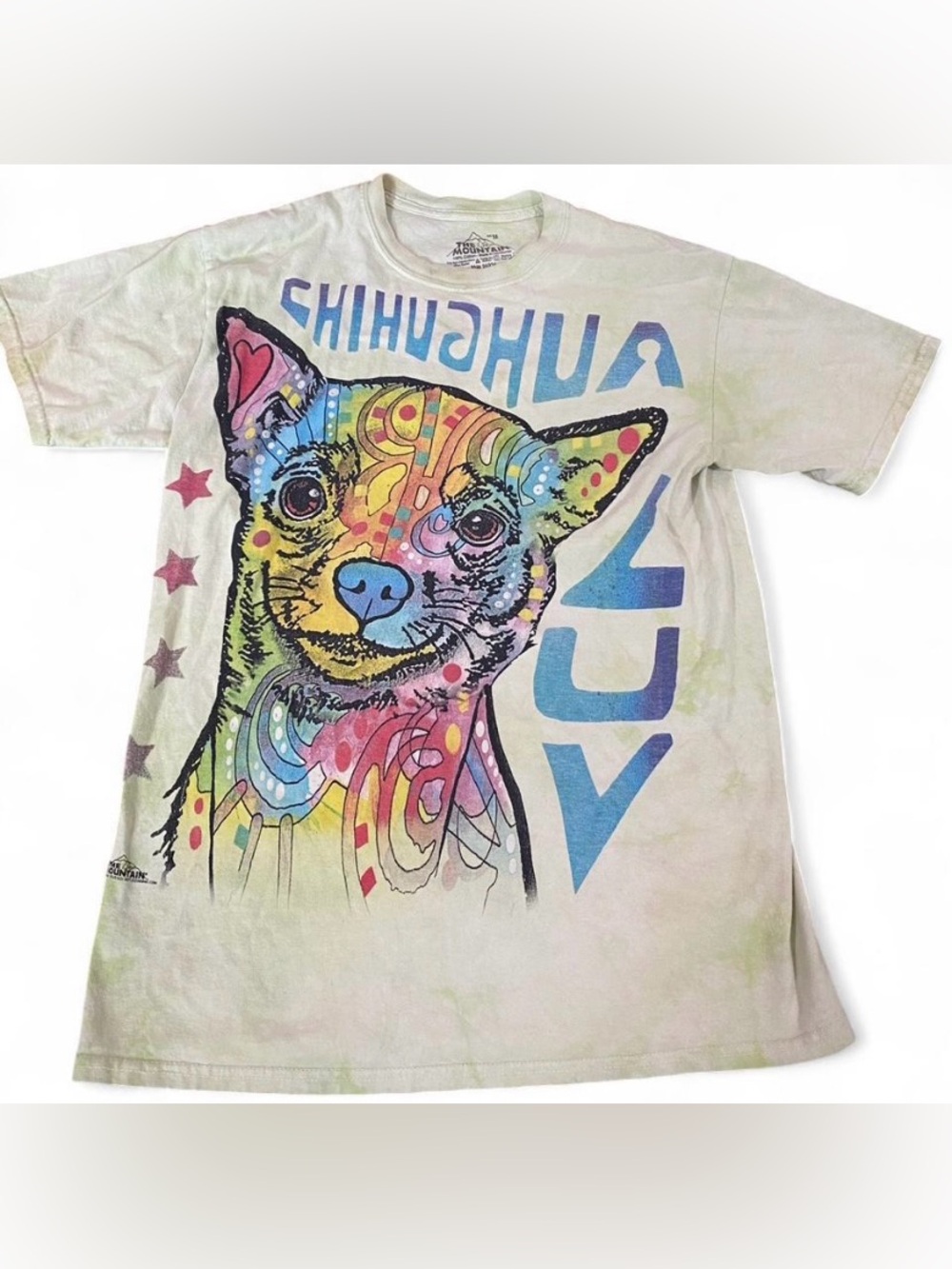 The Mountain Multicolor Chihuahua Graphic Dog Tee - Blue Accents
